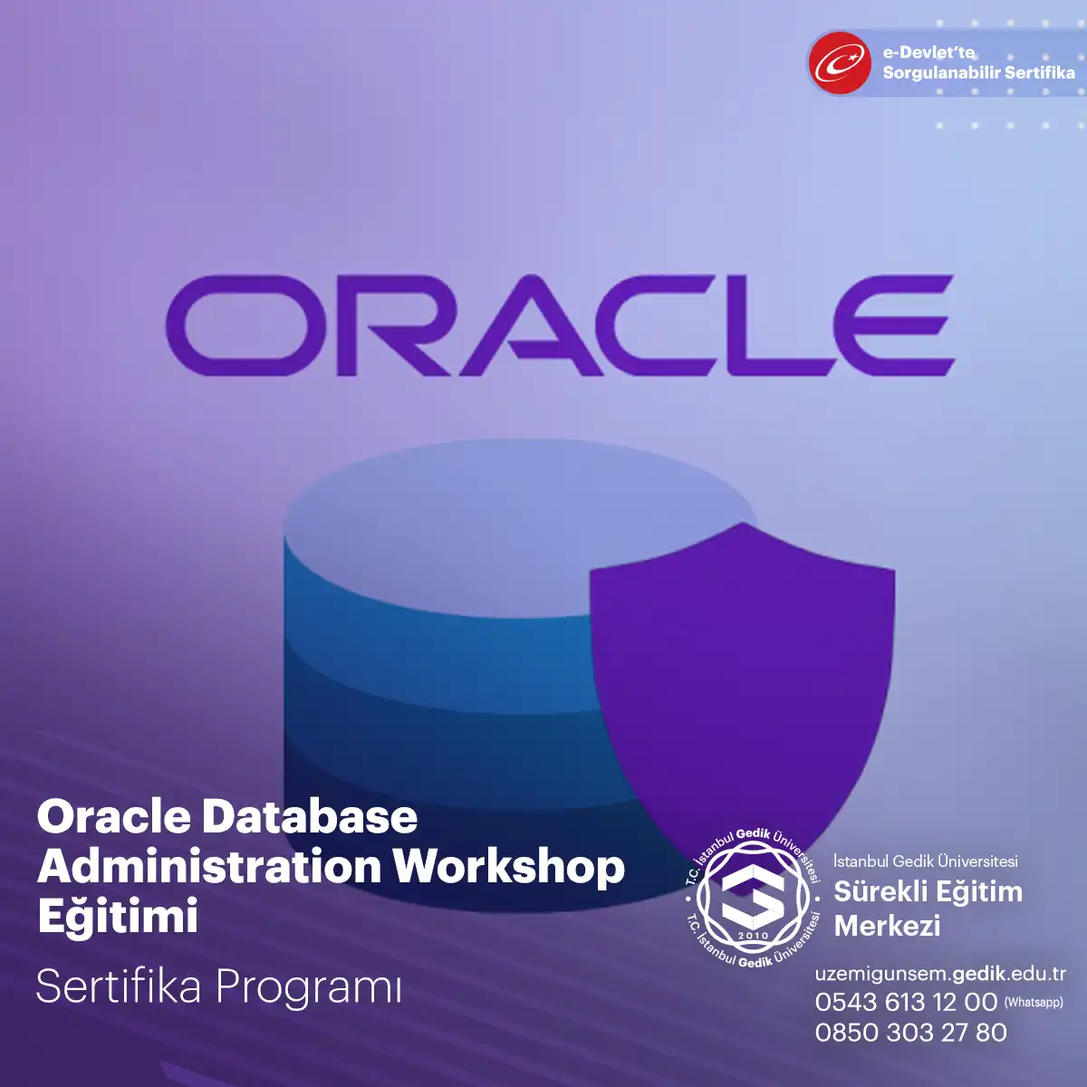 Oracle Database Administration Workshop Eğitimi Sertifika Programı